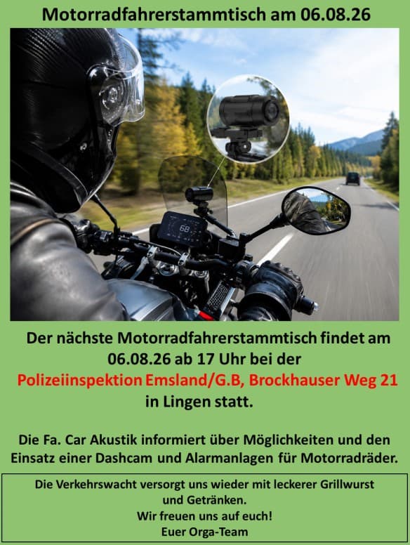 POL-EL: Lingen - Motorradfahrerstammtisch August